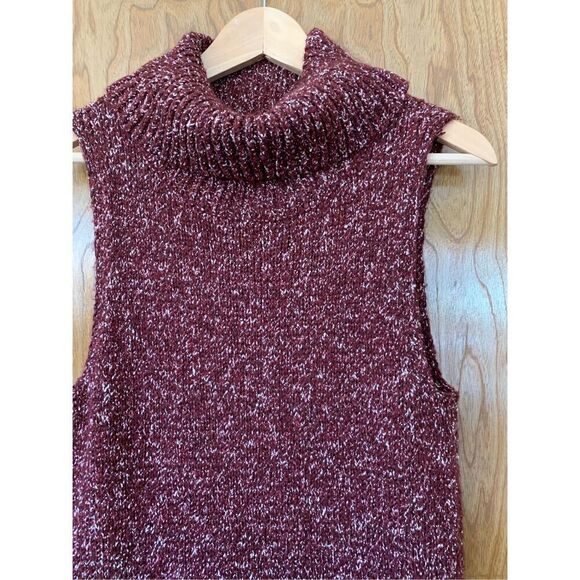 Anthropologie Sleeveless Flowy Turtleneck Tunic Sweater Bordeaux‎ Size S - Picture 6 of 12